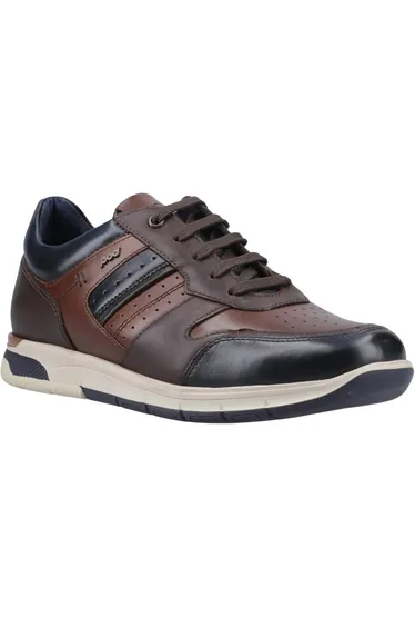 POD Mens Arrow Leather Trainers - Navy/Tan