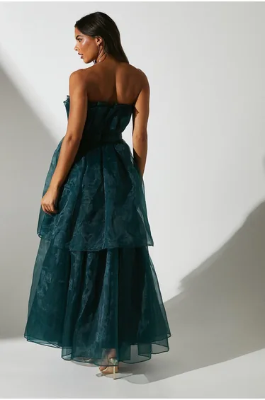 Organza Fan Bodice Gown