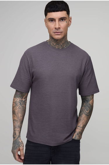 Tall Regular Fit Textured T-shirt - charcoal