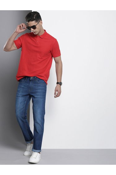 Men Slim Straight Fit Solid Jeans