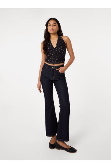 Ruched Side Halter Top In Polka Dot
