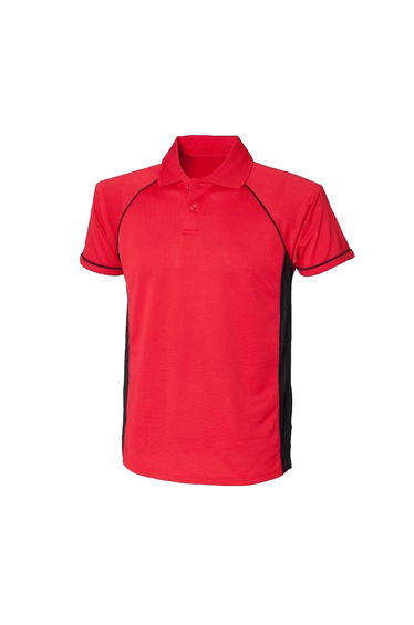 Finden & Hales Mens Panel Performance Sports Polo T-Shirt - Red/Black