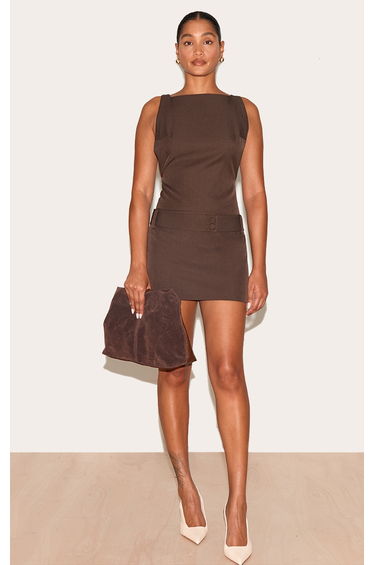 Deep Chocolate Belt Detail Shift Dress