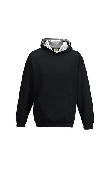Awdis Childrens/Kids Varsity Hoodie - Jet Black/Heather Grey