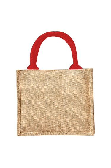 Westford Mill Jute Mini Gift Bag (6 Litres) (Pack Of 2) - Natural/Bright Red