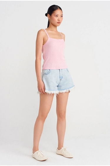 Dilvin Textured Cotton Modal Cami Blouse