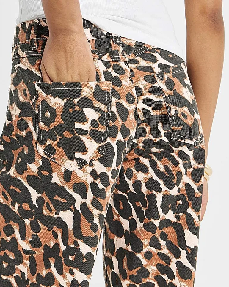 Leopard Print Barrel Jeans - 4