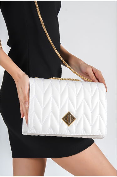 Shoulder Bag - White - Plain