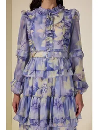 Floral Ruffle Maxi Dress With Belt - 6