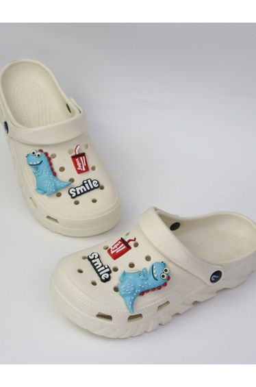 Kids White Embellished Clogs