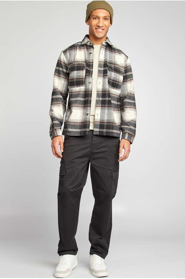 Straight-cut multi-pocket trousers BLACK