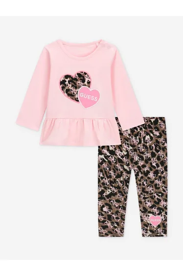Guess Baby Girls LS T-Shirt and Leggings Set in Pink