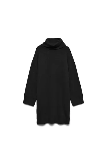 Women's Vero Moda Aquarius Roll Neck Jumper Dress in Black