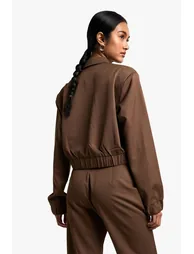 Pinstripe Tailored Bomber Jacket - chocolate - 2