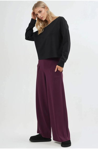BUSEM Elastic Waist Wide Leg Pants