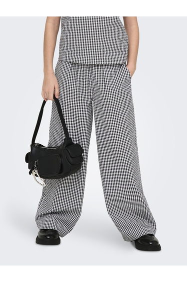 Gingham Print Loose Fit Trousers
