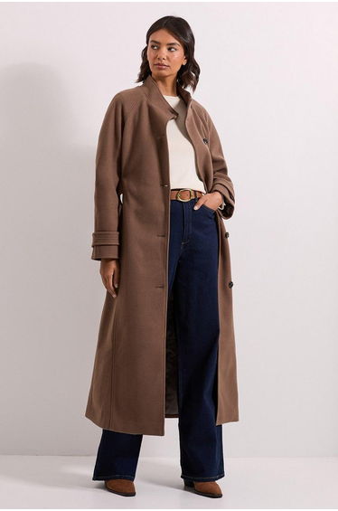 Classic Midi Funnel Neck Coat