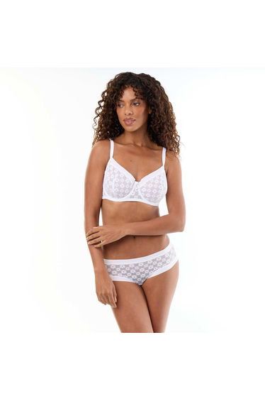Lace Full Coverage Balconette Bra WHITE