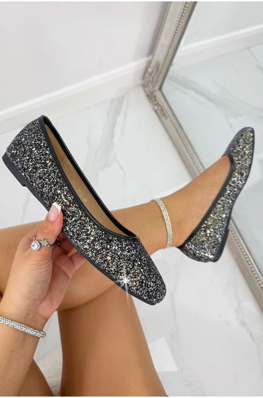 Lemonade Sparkly Glitter Dolly Shoes Black