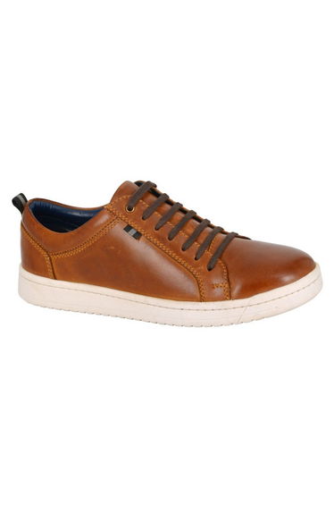 Roamers Mens Leather Trainers - Tan