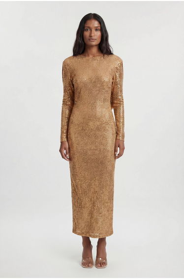 Petite Crystal Embellished Cowl Back Maxi Dress