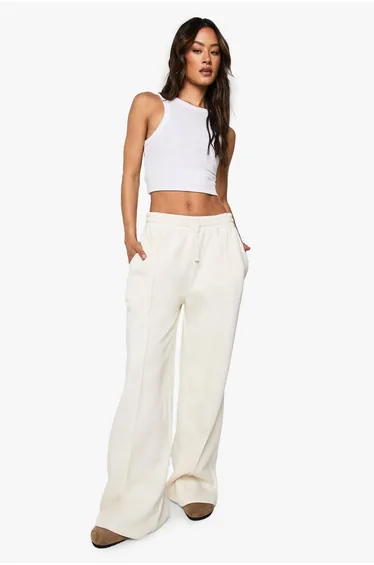 Tall Pintuck Detail Straight Leg Jogger - ecru