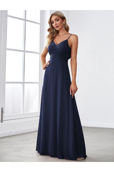 ever NOVA|Criss-Cross V-Neck Chiffon Backless A-Line Bridesmaid Dress