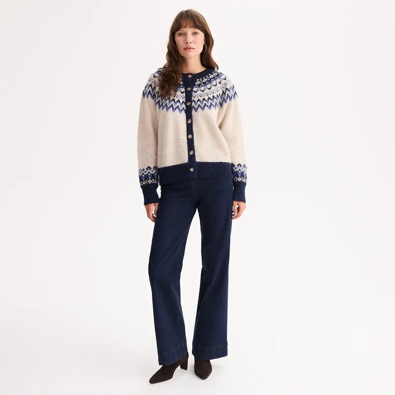 Jacquard Knit Cardigan in Alpaca Blend