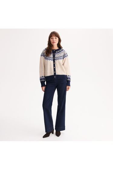 Jacquard Knit Cardigan in Alpaca Blend