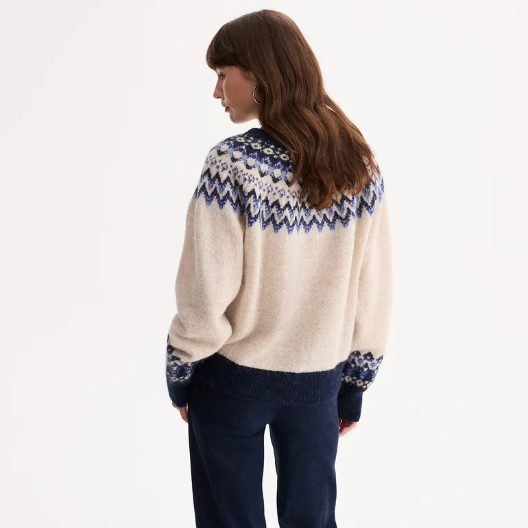 Jacquard Knit Cardigan in Alpaca Blend - 3