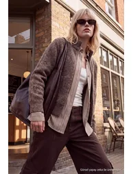 Mink Alpaca Wool Coat-Looking Knitwear Cardigan - 2