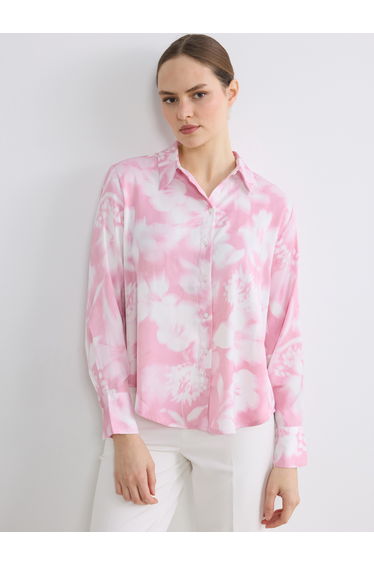 Floral Oversized Satin Women's Shirt