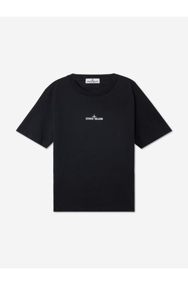 Stone Island Boys Brush Fade Camo Compass Print T-Shirt in Black