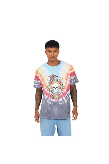 Brave Soul Mens Tie Dye Crew Neck Oversized T-Shirt - Multicoloured