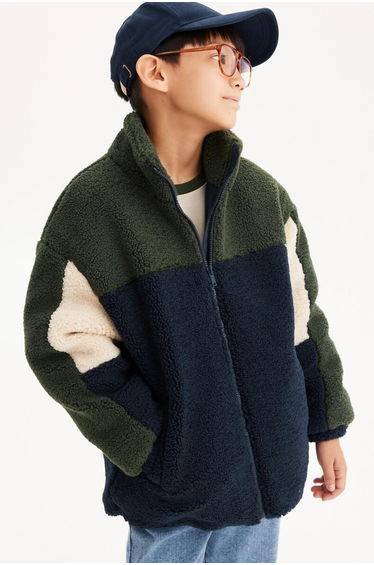 Sherpa Zip-Up Jacket with High Neck