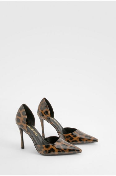 Leopard Patent Cut Out Court Shoes - leopard