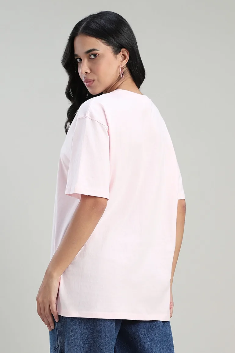 Longline Oversized T-Shirt with Print - 2