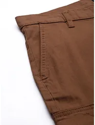 Men Rust Solid Slim Fit Cargo Pants - 5
