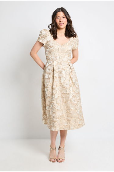 Jacquard Seam Detail Midi Dress