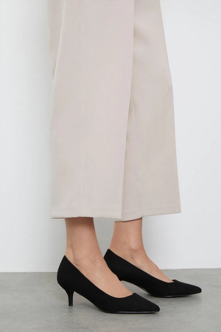 Wide Fit Dove Kitten Heeled Court Shoes