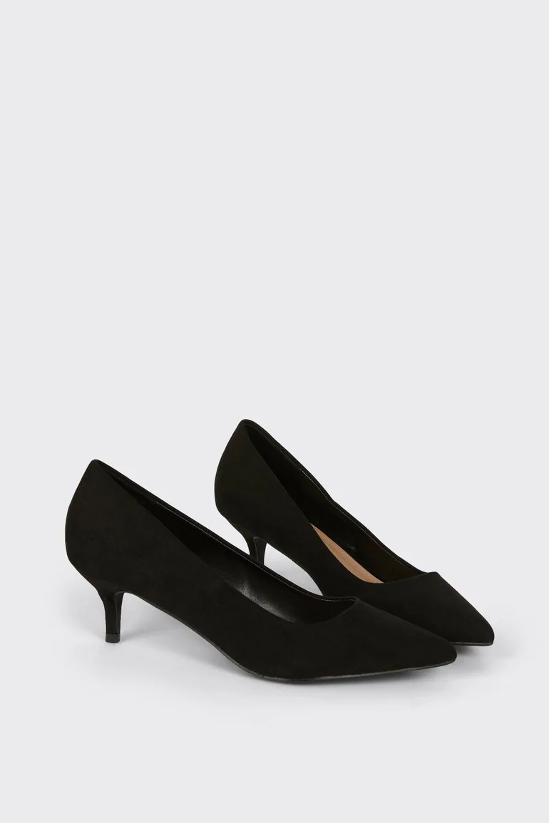 Wide Fit Dove Kitten Heeled Court Shoes - 2