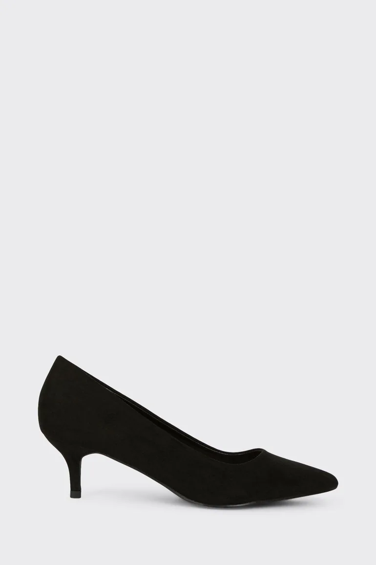 Wide Fit Dove Kitten Heeled Court Shoes - 1