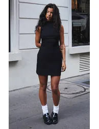 Black Stretch Woven Ruched Detail Bodycon Dress