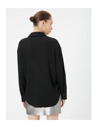 Basic Blouse Long Sleeved Shirt Collar Button Fastening Textured - 3
