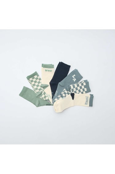 Pack of 7 pairs of printed socks GREEN