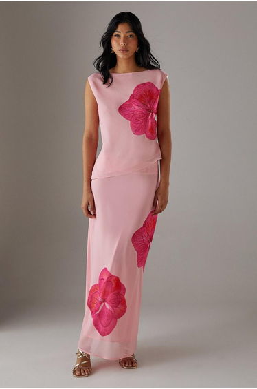 Placement Chiffon Asymmetric Top