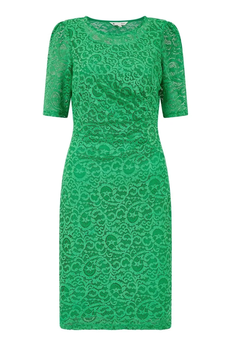 Shop Yumi Green Ruched Lace Dress Online in Bahrain Shop Yumi Green Ruched Lace Dress Online in Bahrain