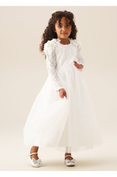 Gabrielle Embellished Mesh Dress - White
