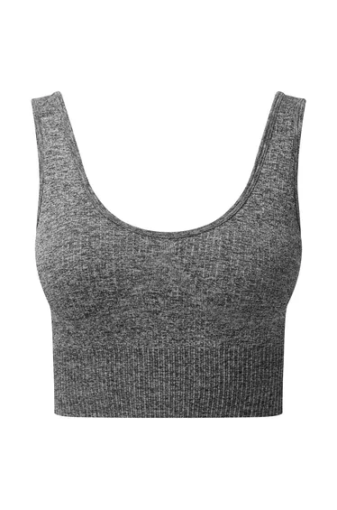 TriDri Womens/Ladies Multisport Ribbed Seamless 3D Bra - Black Melange