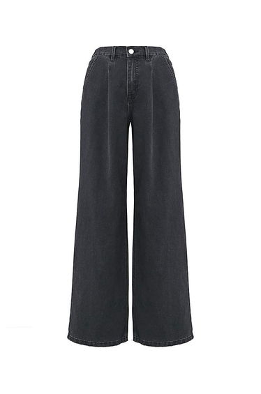 Washed Black Pleat Detail Wide Leg Jeans product thumbnail 3